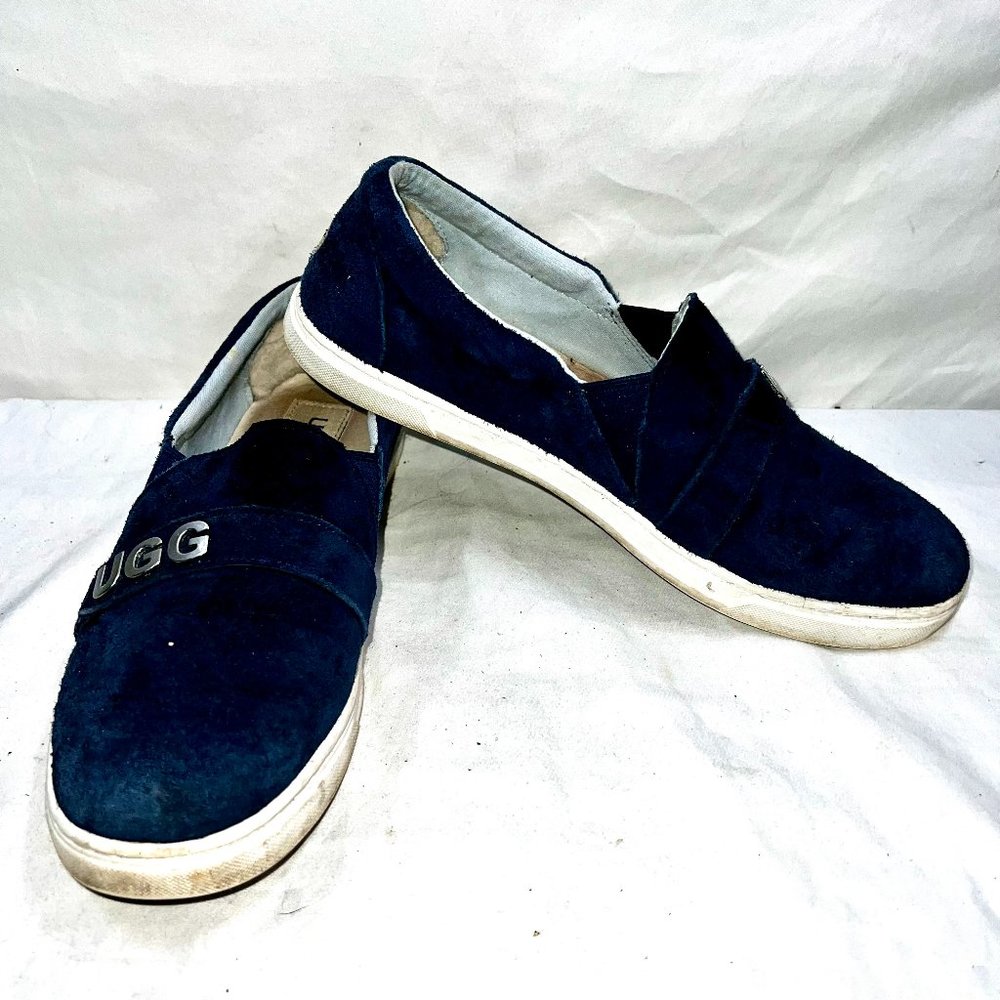 Ugg Kitlyn Charm Blue Suede Slip On Loafer Sneakers Shoes Size 9.5